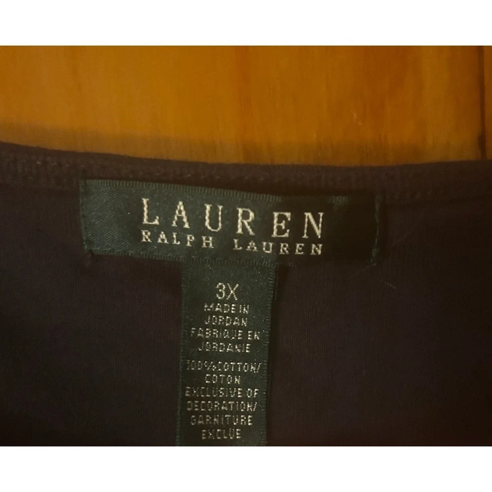 Lauren Ralph Lauren Dress Size 3X Navy Cotton Crochet Sleeve Beach Preppy Summer